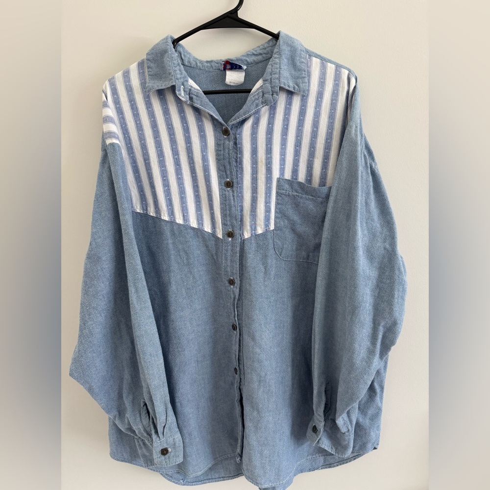 Vintage David Peet Striped Denim Long Sleeve